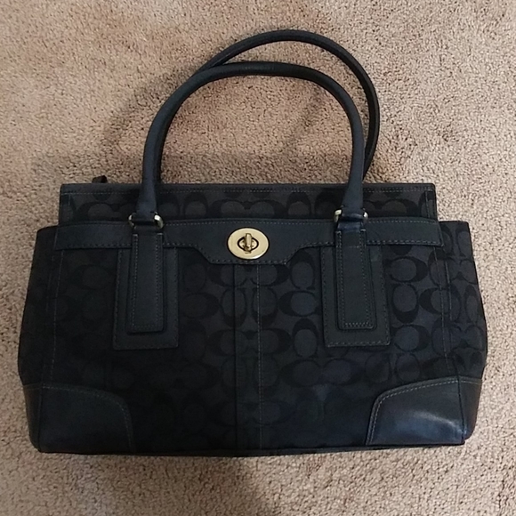 Coach Black Jacquard Monogram Hampton Bag - Picture 1 of 13